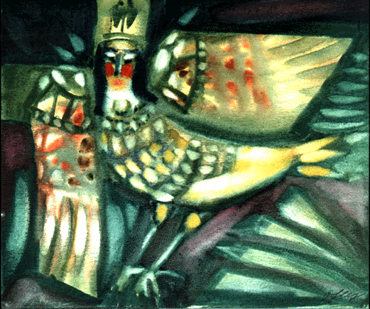 Nadezhda Shchetinina, Paradiesvogel (Aquarel)